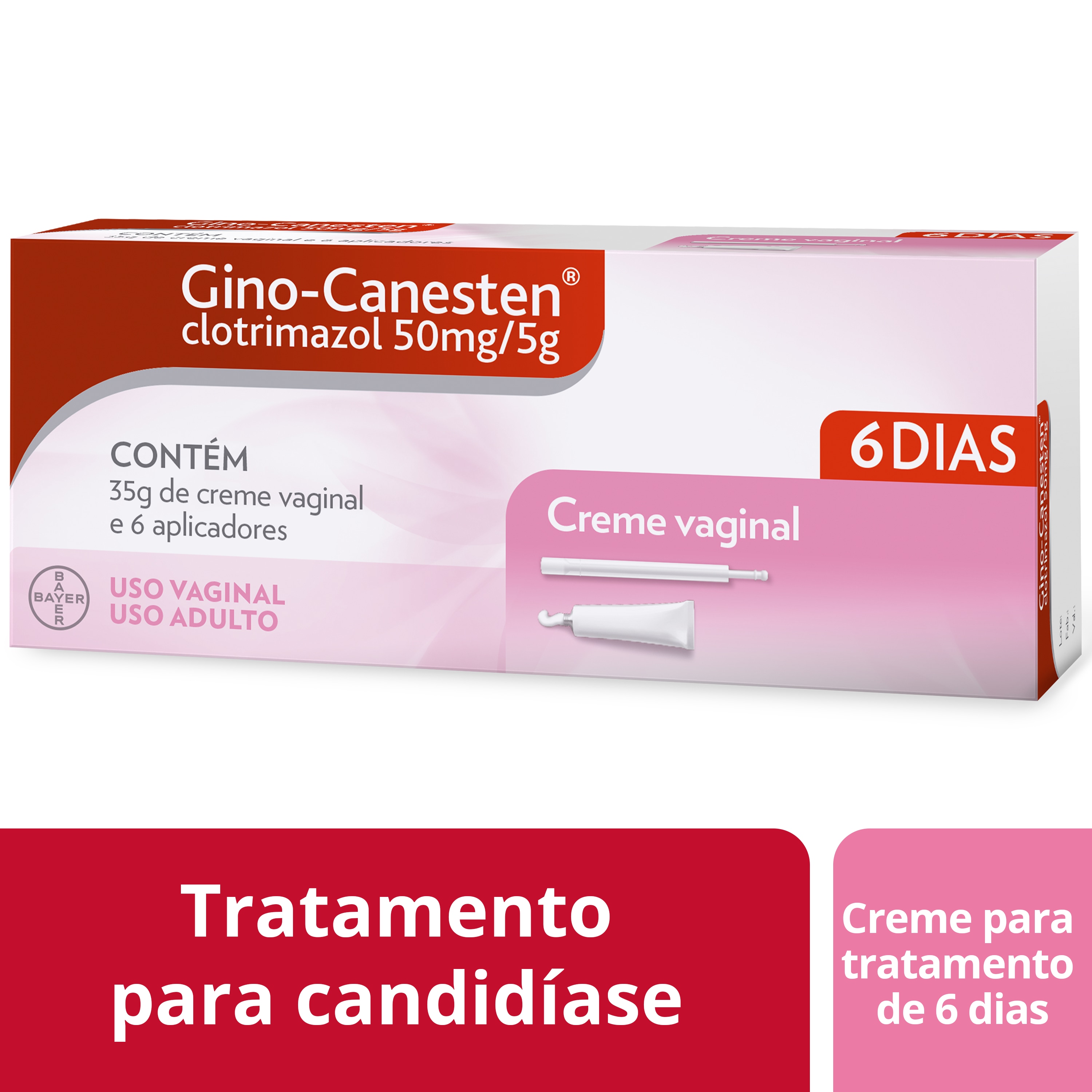 Creme de 6 dias para tratamento de candidíase: Creme vaginal e aplicadores do creme interno para candidíase Gino-Canesten